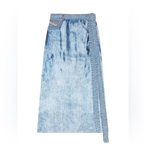 Diesel O’Datura Trompe l'oeil wrap skirt in satin - Picture 2 of 11
